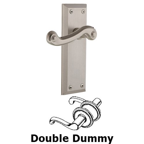 Double Dummy Fifth Avenue Plate with Newport Left Handed Lever in Satin Nickel