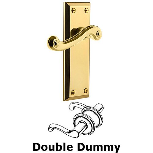 Double Dummy Fifth Avenue Plate with Newport Right Handed Lever in Lifetime Brass