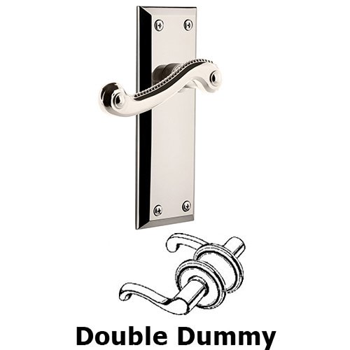 Double Dummy Fifth Avenue Plate with Newport Right Handed Lever in Polished Nickel