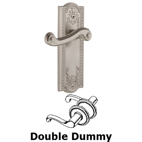 Double Dummy Parthenon Plate with Newport Left Handed Lever in Satin Nickel