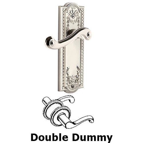 Double Dummy Parthenon Plate with Newport Left Handed Lever in Polished Nickel