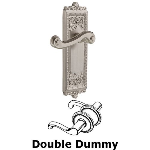 Double Dummy Windsor Plate with Right Handed Newport Lever in Satin Nickel