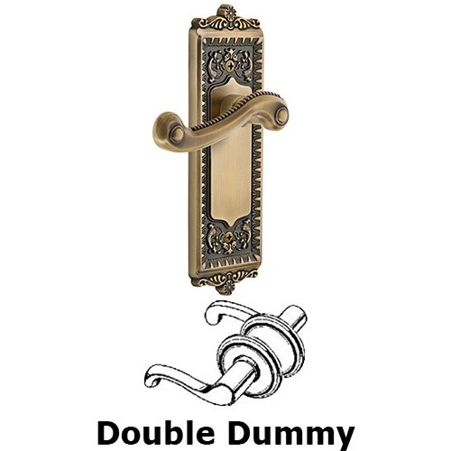 Double Dummy Windsor Plate with Left Handed Newport Lever in Vintage Brass