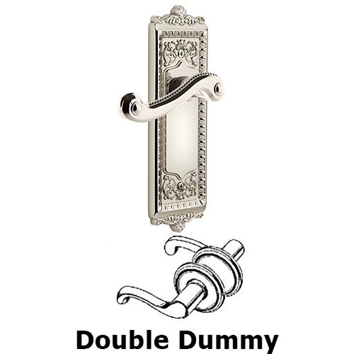 Double Dummy Windsor Plate with Left Handed Newport Lever in Polished Nickel
