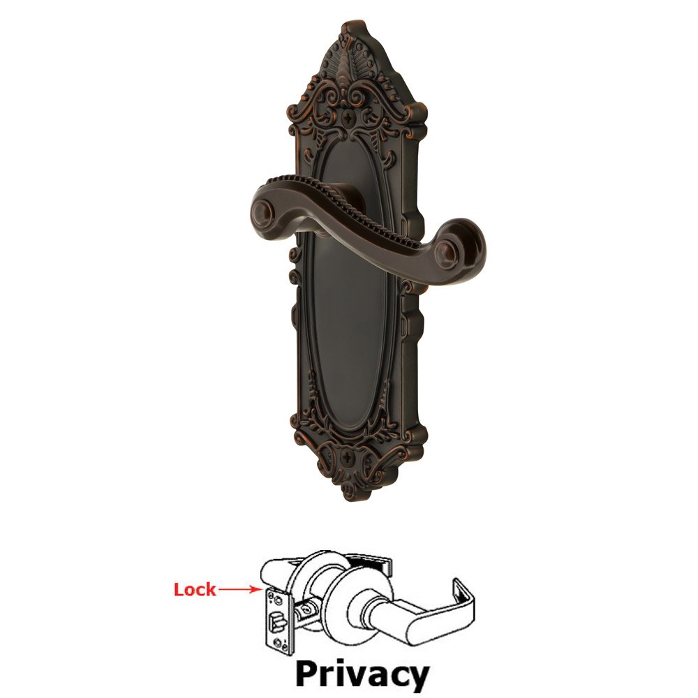 Grandeur Grande Victorian Plate Privacy with Newport Lever in Timeless Bronze