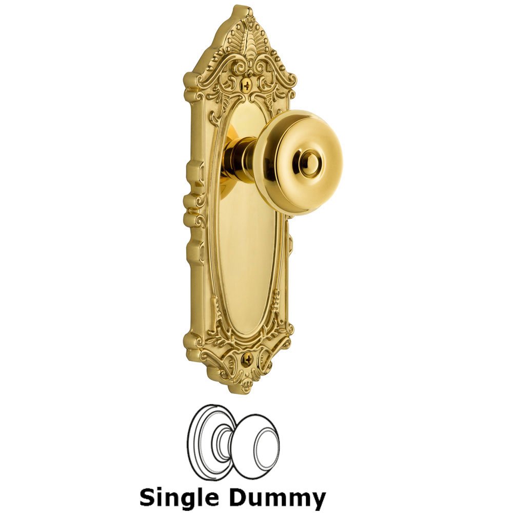 Grandeur Grande Victorian Plate Dummy with Bouton Knob in Polished Brass