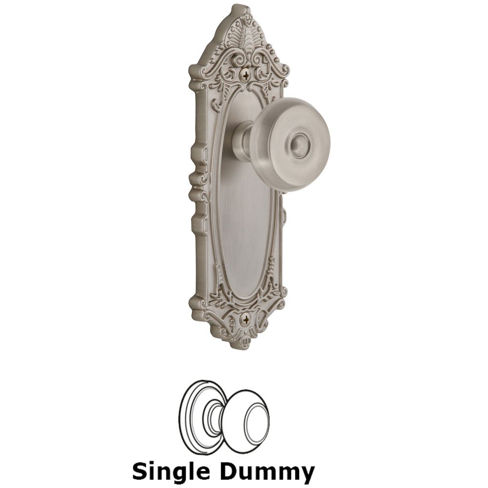 Grandeur Grande Victorian Plate Dummy with Bouton Knob in Satin Nickel