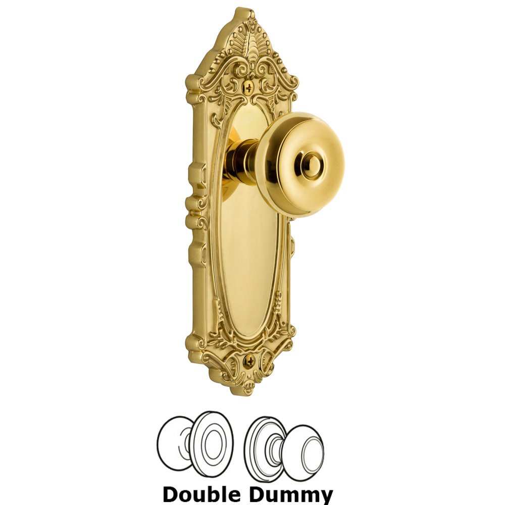 Grandeur Grande Victorian Plate Double Dummy with Bouton Knob in Polished Brass