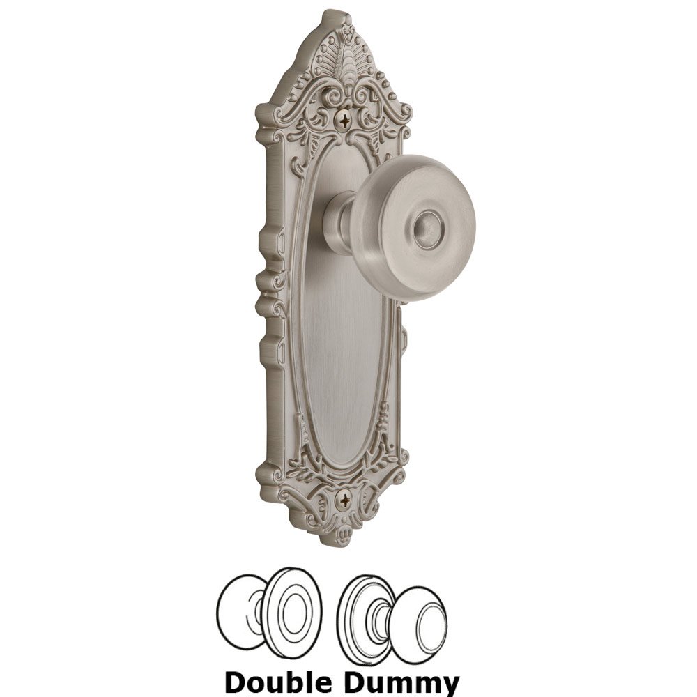 Grandeur Grande Victorian Plate Double Dummy with Bouton Knob in Satin Nickel