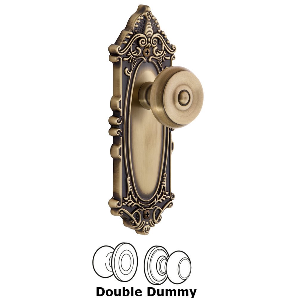 Grandeur Grande Victorian Plate Double Dummy with Bouton Knob in Vintage Brass
