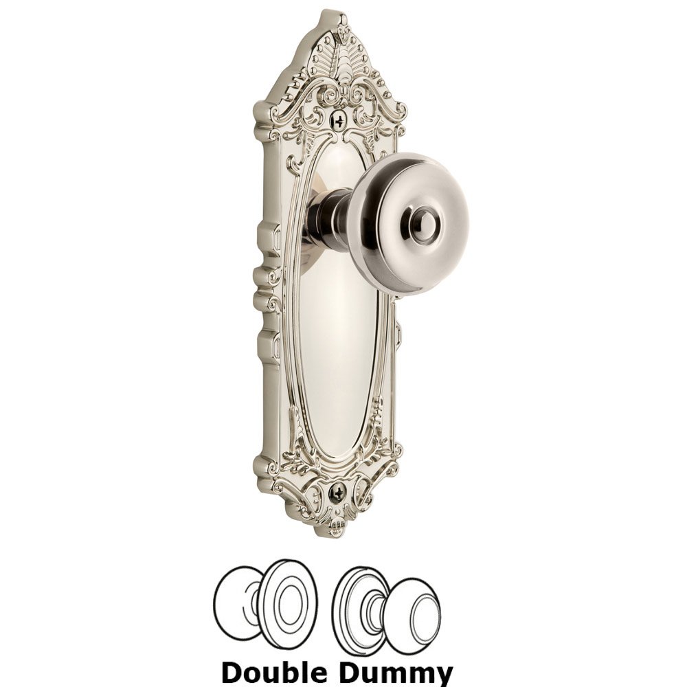 Grandeur Grande Victorian Plate Double Dummy with Bouton Knob in Polished Nickel