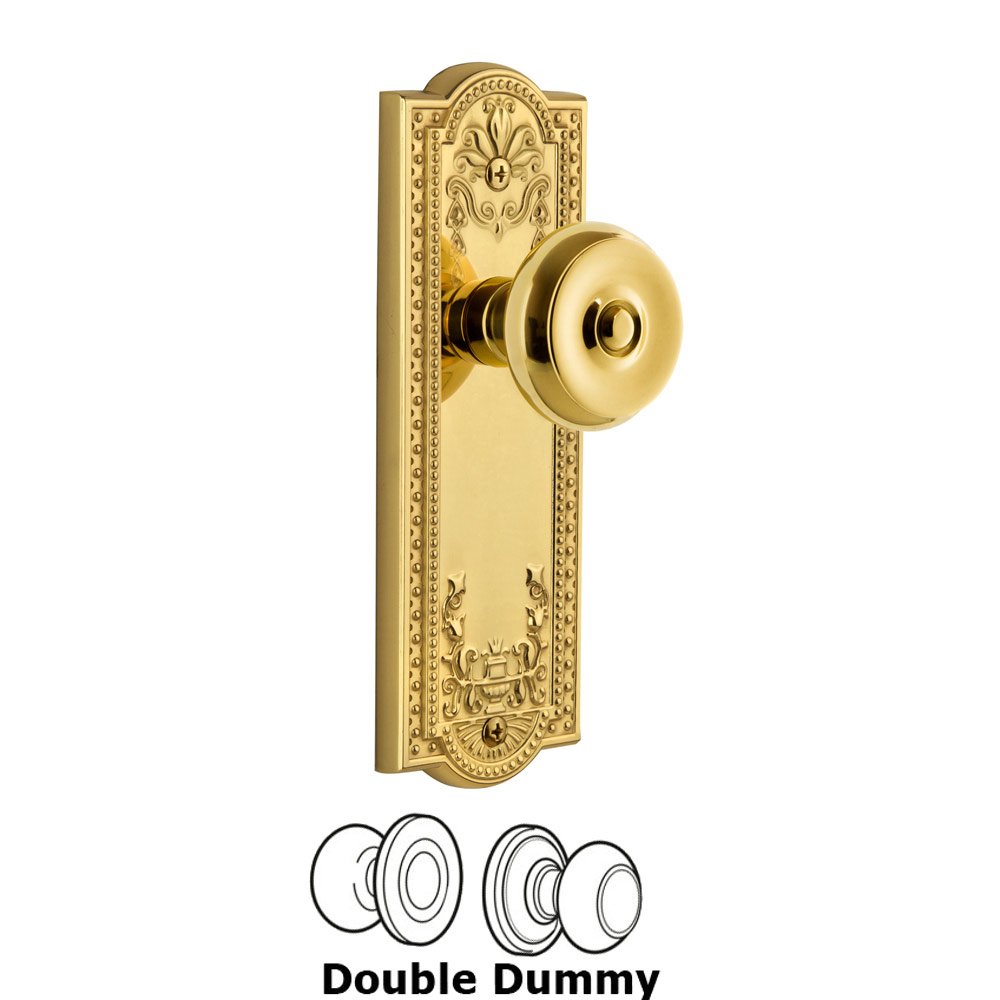 Grandeur Parthenon Plate Double Dummy with Bouton Knob in Polished Brass
