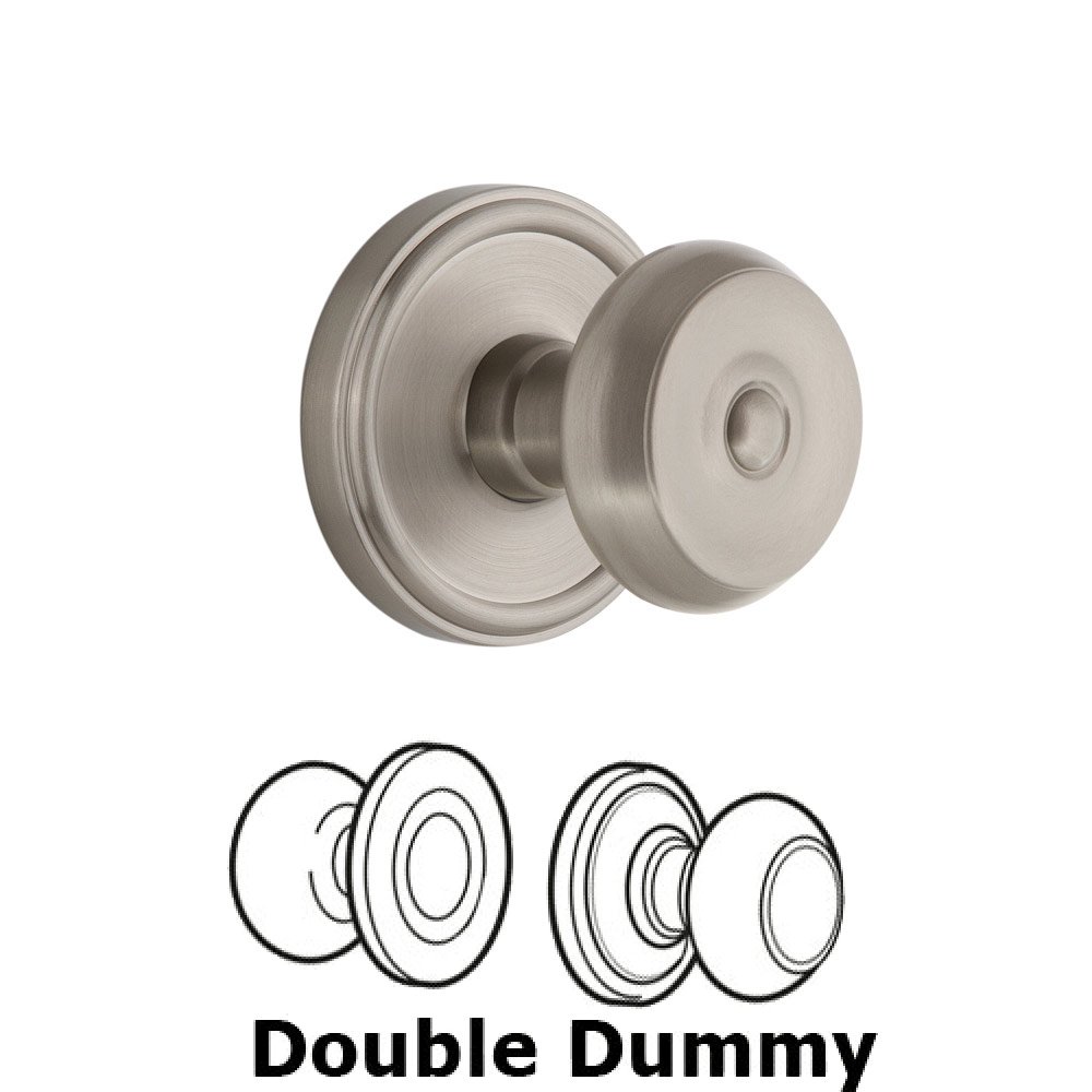 Grandeur Georgetown Plate Double Dummy with Bouton Knob in Satin Nickel