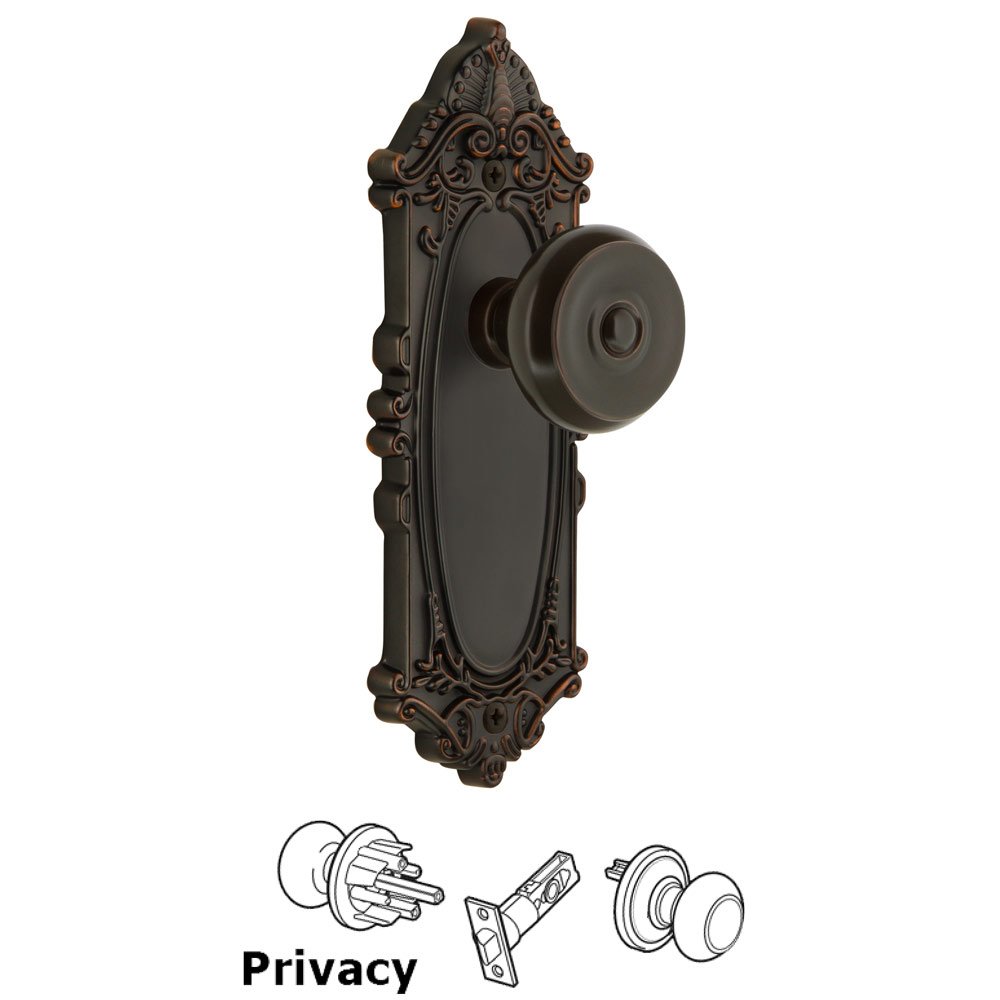 Grandeur Grande Victorian Plate Privacy with Bouton Knob in Timeless Bronze