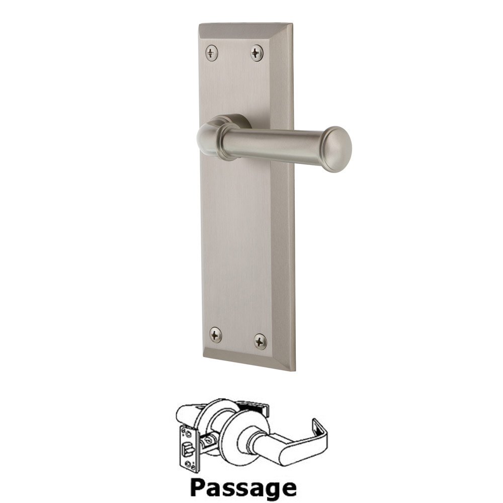 Passage Fifth Avenue Plate with Georgetown Left Handed Lever in Satin Nickel