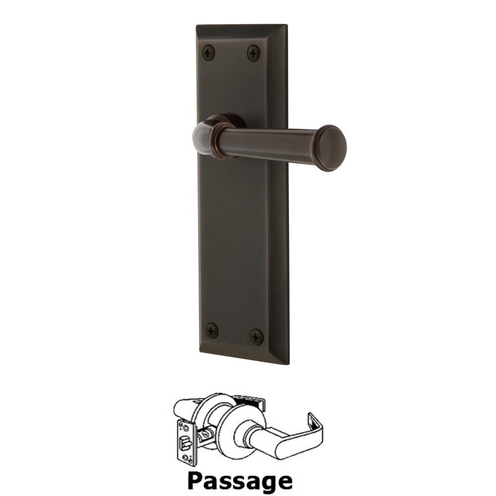 Passage Fifth Avenue Plate with Georgetown Right Handed Lever in Timeless Bronze