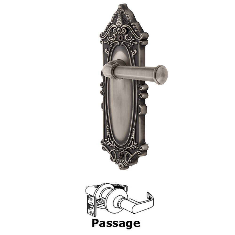 Grandeur Grande Victorian Plate Passage with Georgetown Lever in Antique Pewter