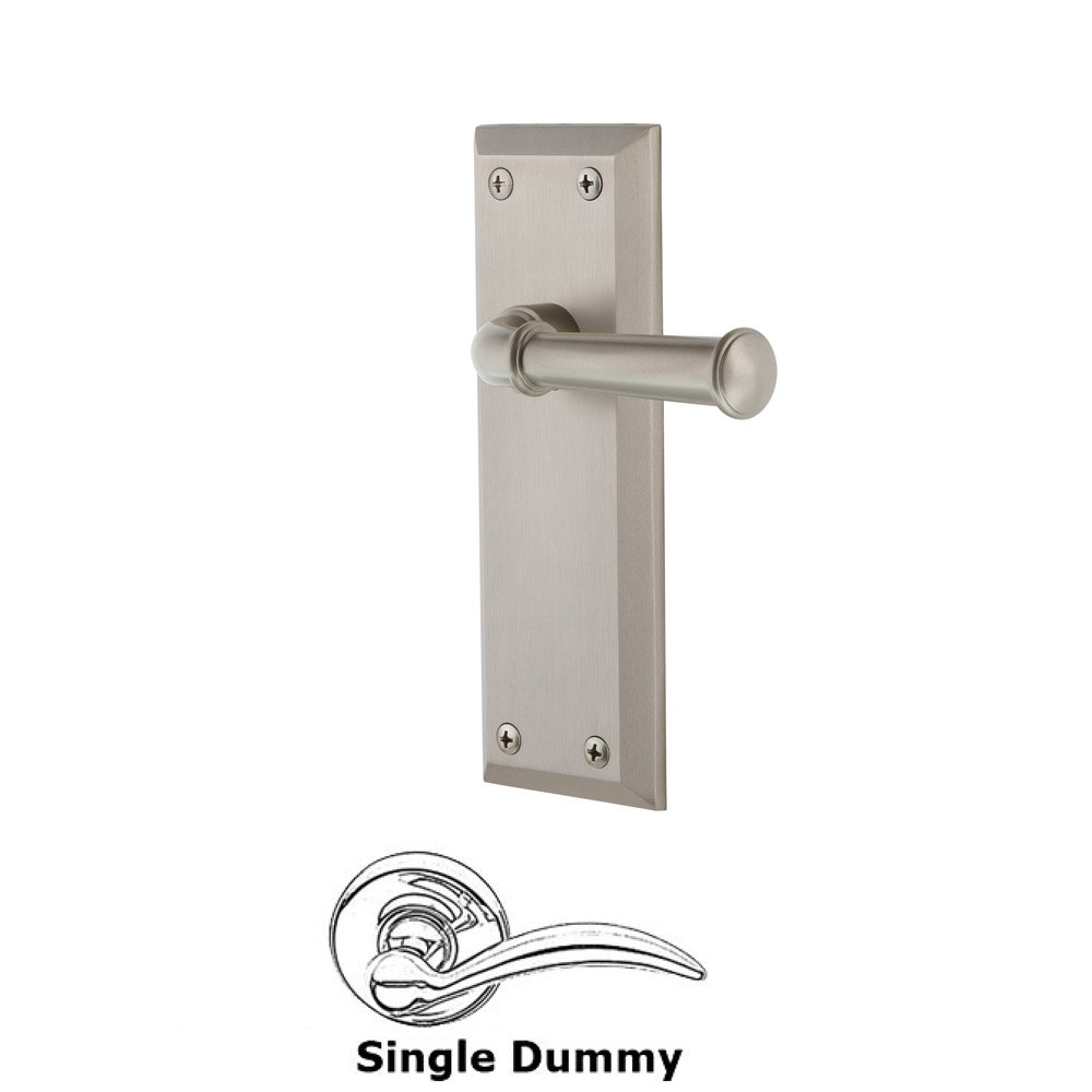 Single Dummy Fifth Avenue Plate with Georgetown Right Handed Lever in Satin Nickel
