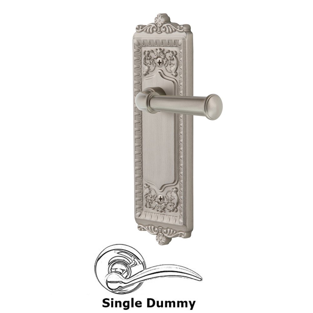 Single Dummy Windsor Plate with Right Handed Georgetown Lever in Satin Nickel