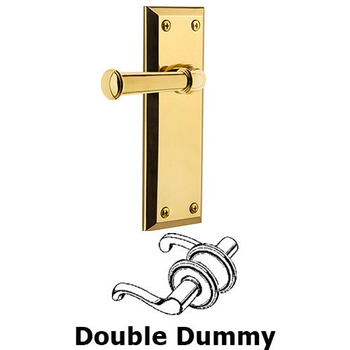 Double Dummy Fifth Avenue Plate with Georgetown Left Handed Lever in Polished Brass