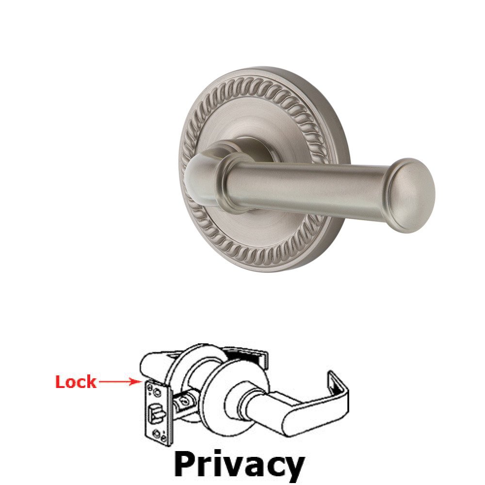 Newport Plate Privacy with Georgetown Right Handed Lever in Satin Nickel