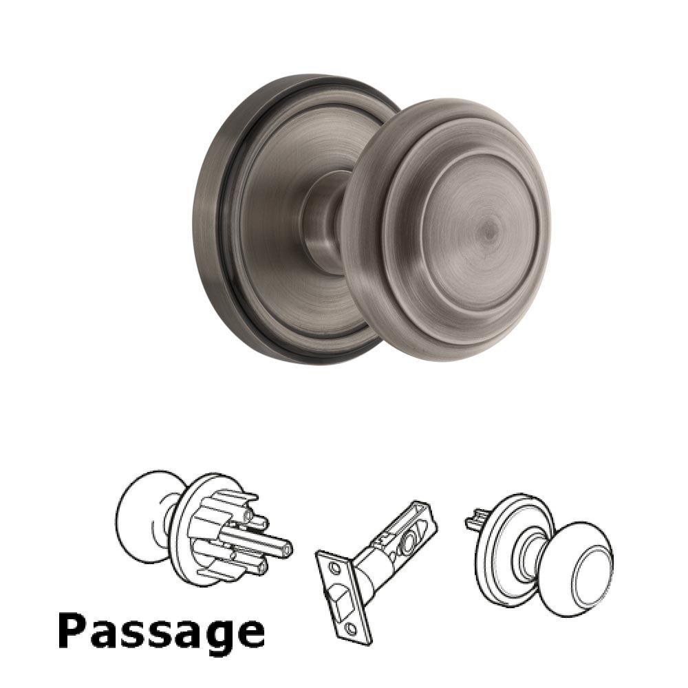 Grandeur Georgetown Plate Passage with Circulaire Knob in Antique Pewter
