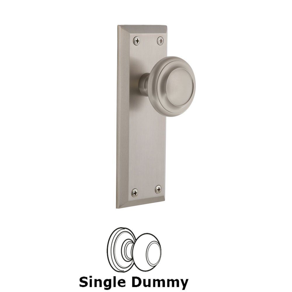 Grandeur Fifth Avenue Plate Dummy with Circulaire Knob in Satin Nickel