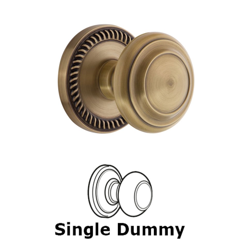 Grandeur Newport Plate Dummy with Circulaire Knob in Vintage Brass