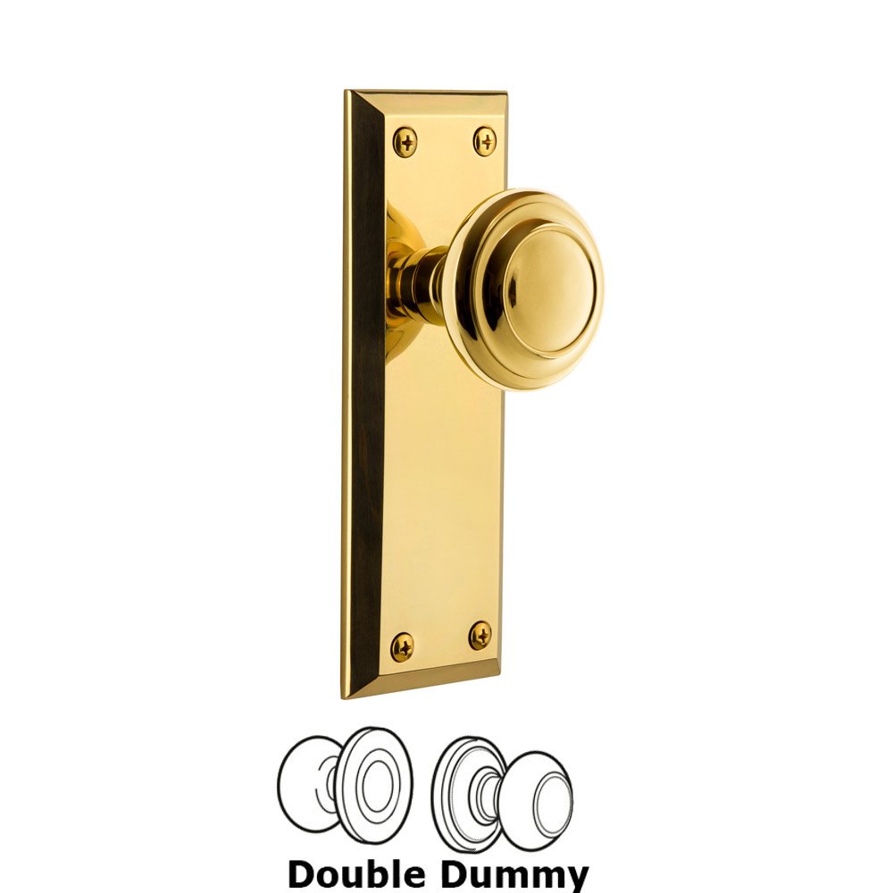 Grandeur Fifth Avenue Plate Double Dummy with Circulaire Knob in Polished Brass