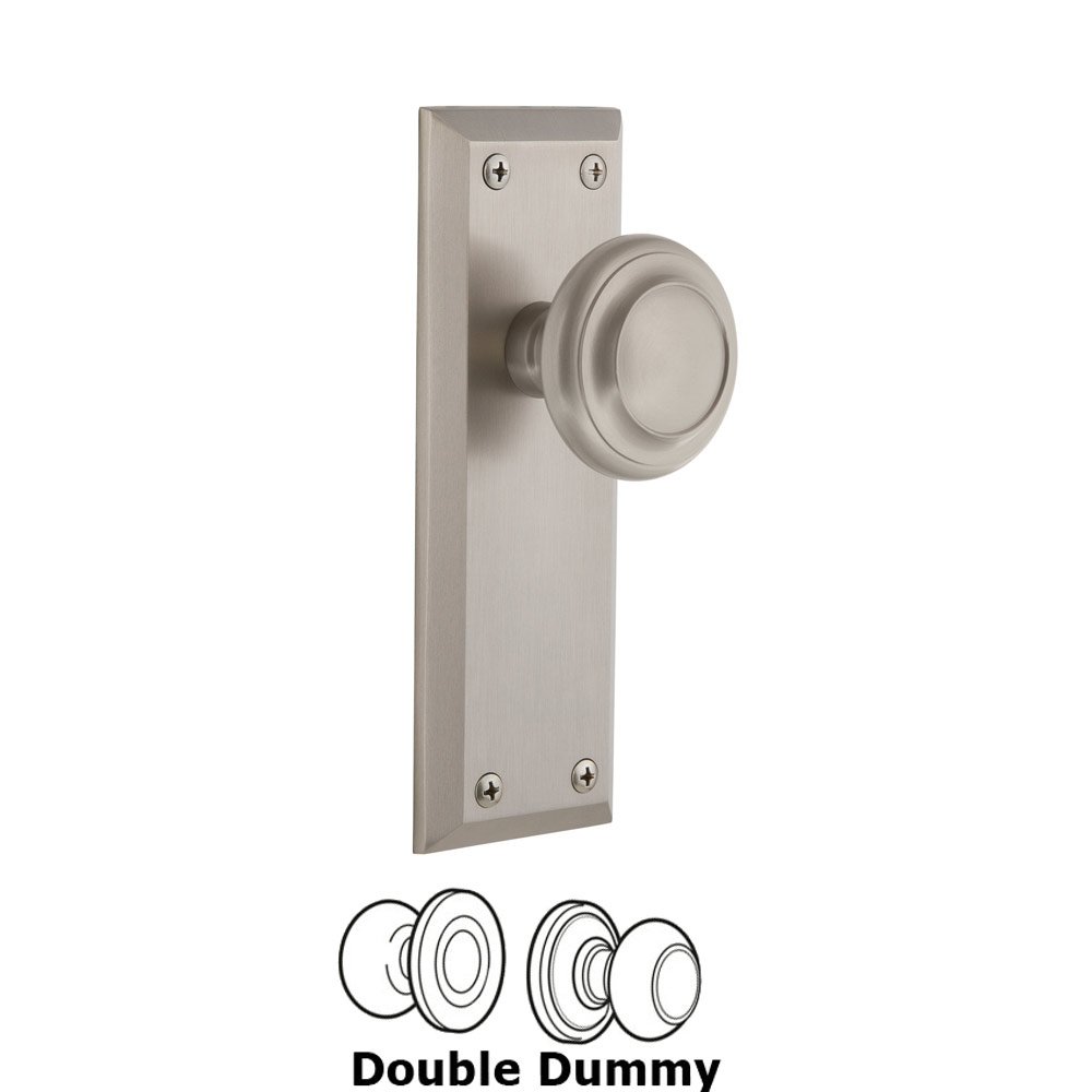 Grandeur Fifth Avenue Plate Double Dummy with Circulaire Knob in Satin Nickel