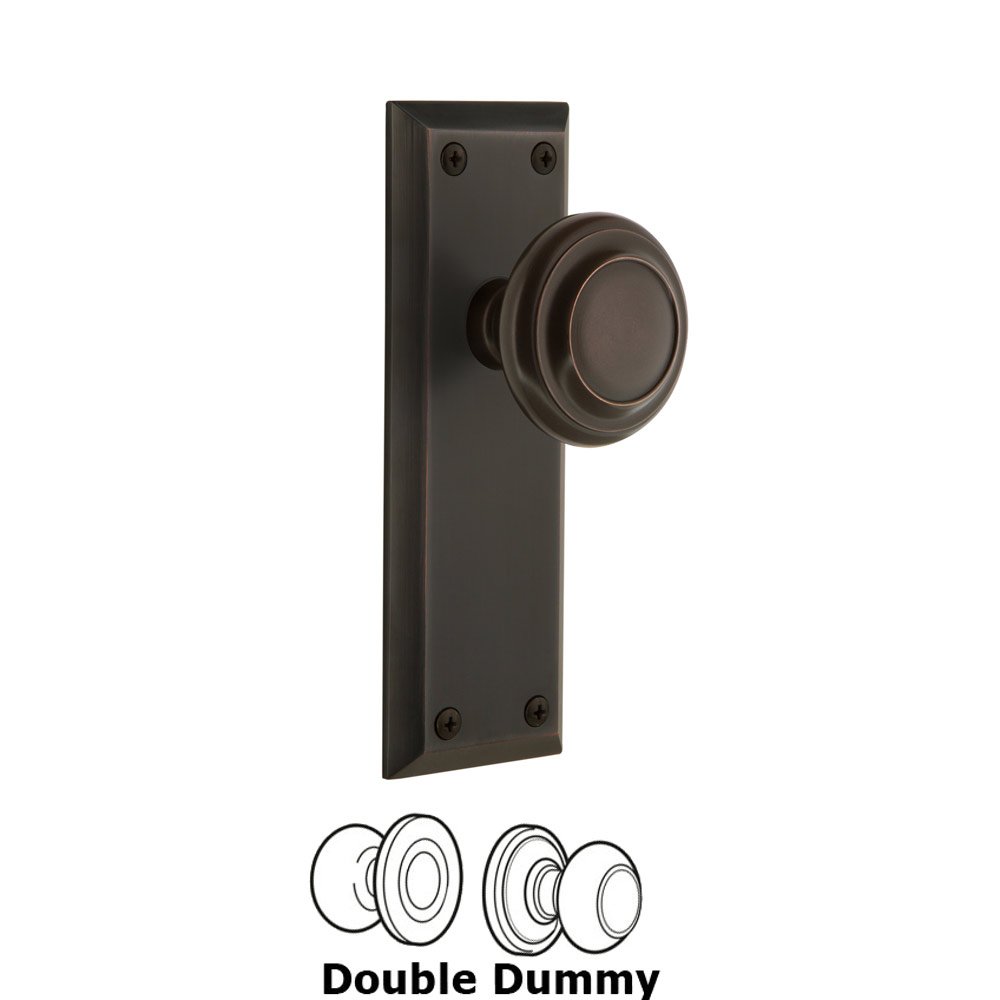 Grandeur Fifth Avenue Plate Double Dummy with Circulaire Knob in Timeless Bronze
