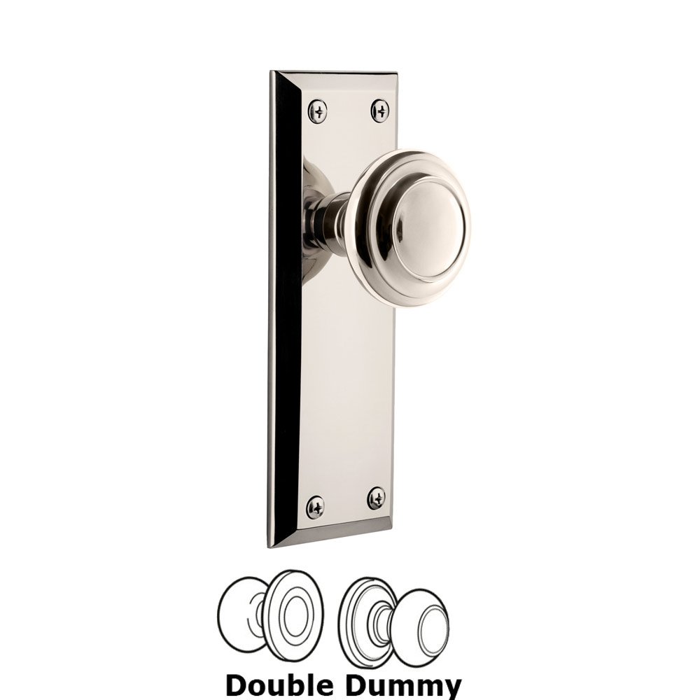 Grandeur Fifth Avenue Plate Double Dummy with Circulaire Knob in Polished Nickel