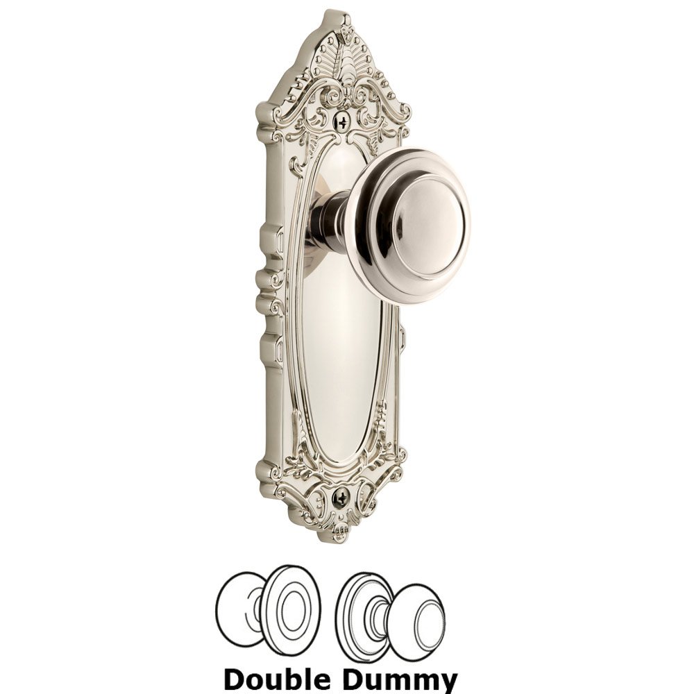 Grandeur Grande Victorian Plate Double Dummy with Circulaire Knob in Polished Nickel