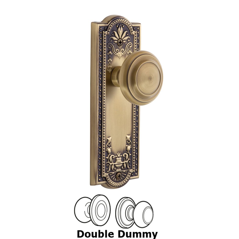 Grandeur Parthenon Plate Double Dummy with Circulaire Knob in Vintage Brass
