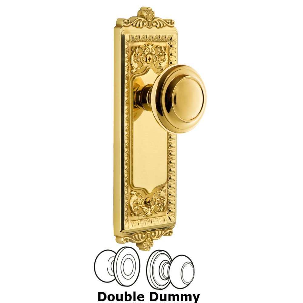 Windsor Plate Double Dummy with Circulaire Knob in Polished Brass
