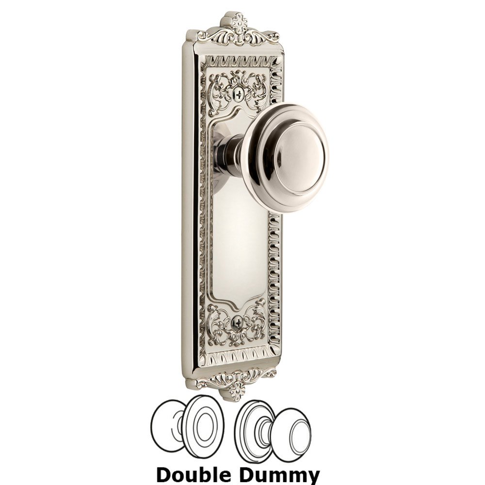 Windsor Plate Double Dummy with Circulaire Knob in Polished Nickel