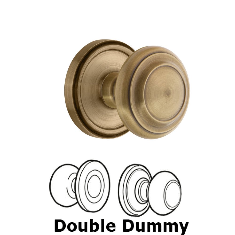 Grandeur Georgetown Plate Double Dummy with Circulaire Knob in Vintage Brass