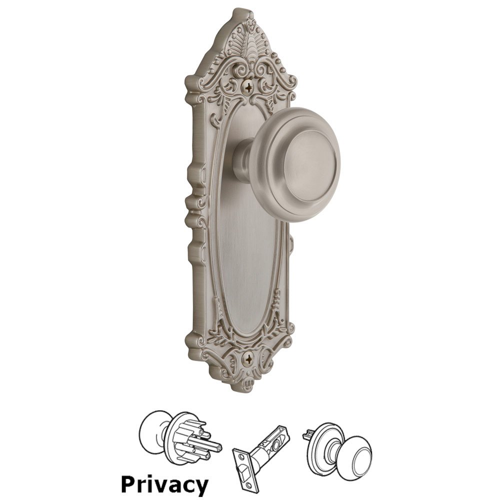 Grandeur Grande Victorian Plate Privacy with Circulaire Knob in Satin Nickel