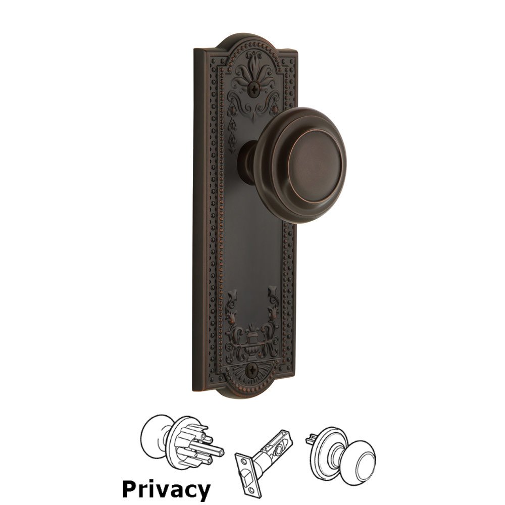 Grandeur Parthenon Plate Privacy with Circulaire Knob in Timeless Bronze