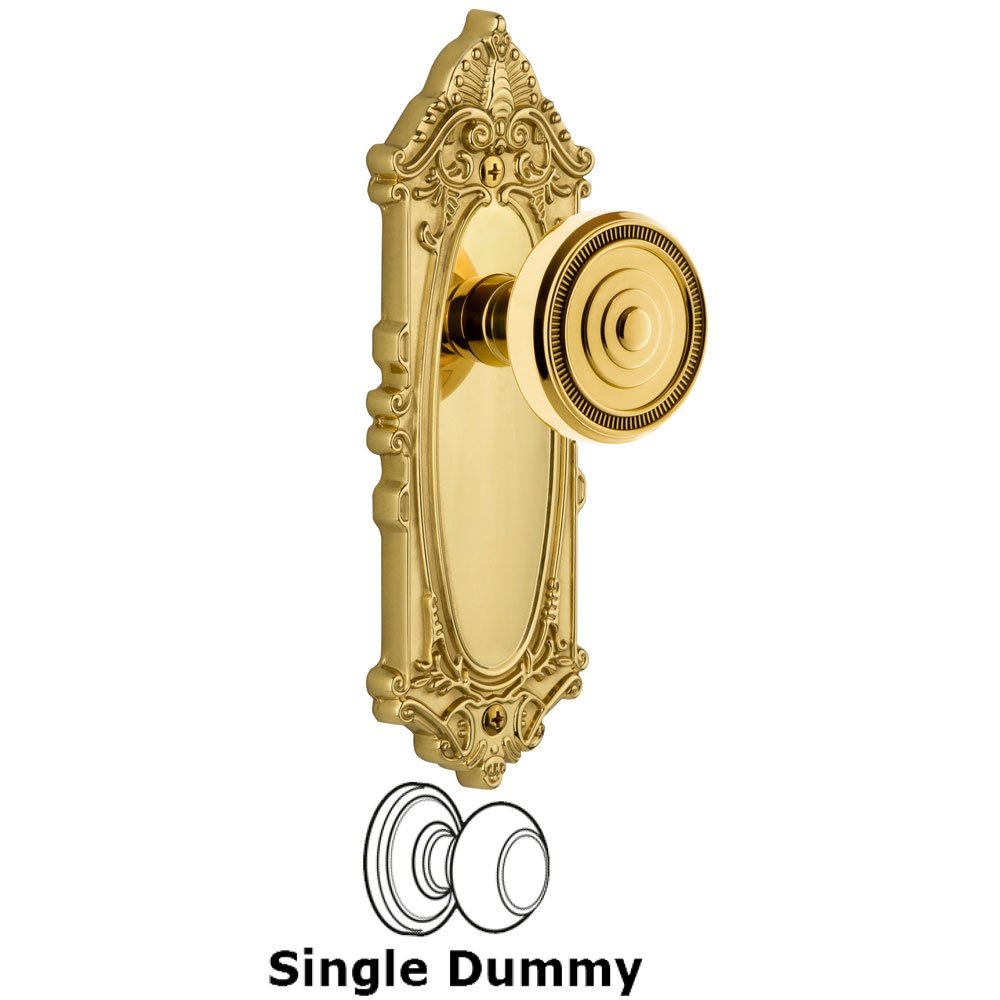 Grandeur Grande Victorian Plate Dummy with Soleil Knob in Polished Brass