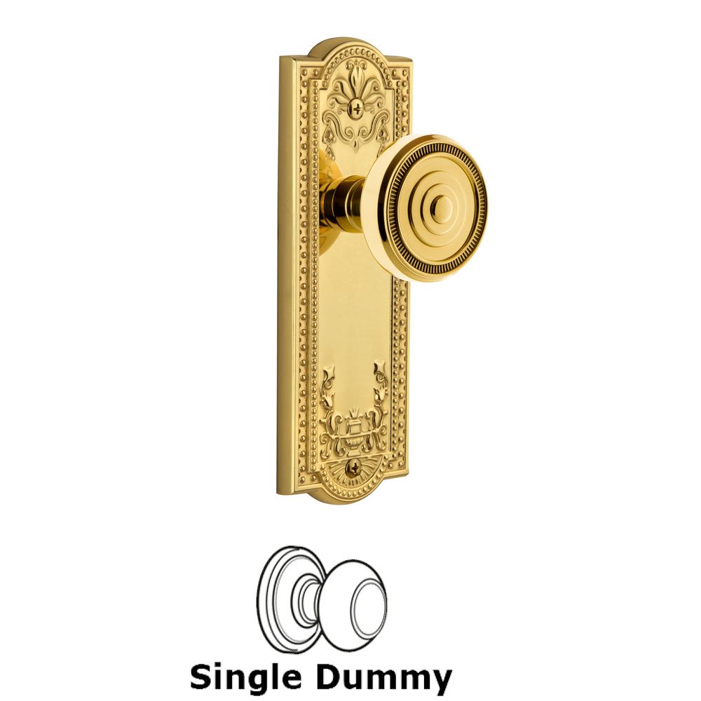 Grandeur Parthenon Plate Dummy with Soliel Knob in Polished Brass