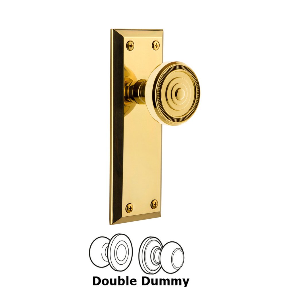 Grandeur Fifth Avenue Plate Double Dummy with Soleil Knob in Polished Brass