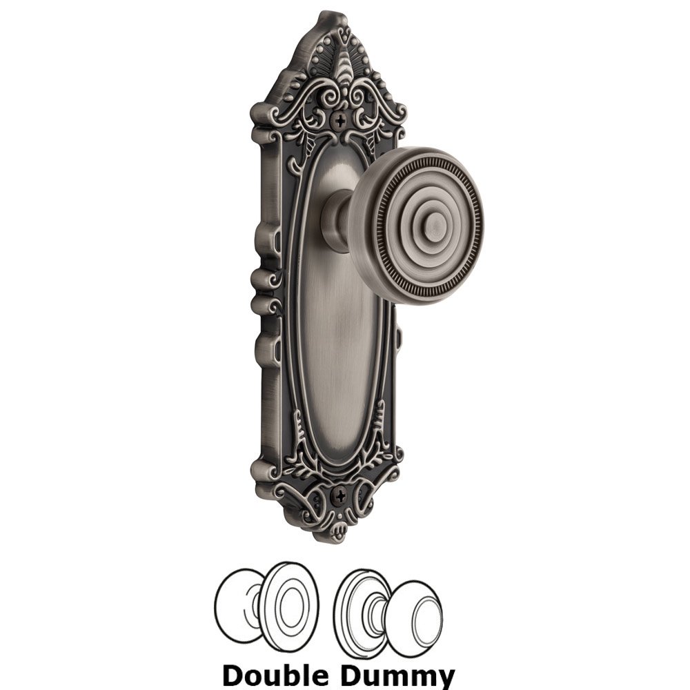 Grandeur Grande Victorian Plate Double Dummy with Soleil Knob in Antique Pewter