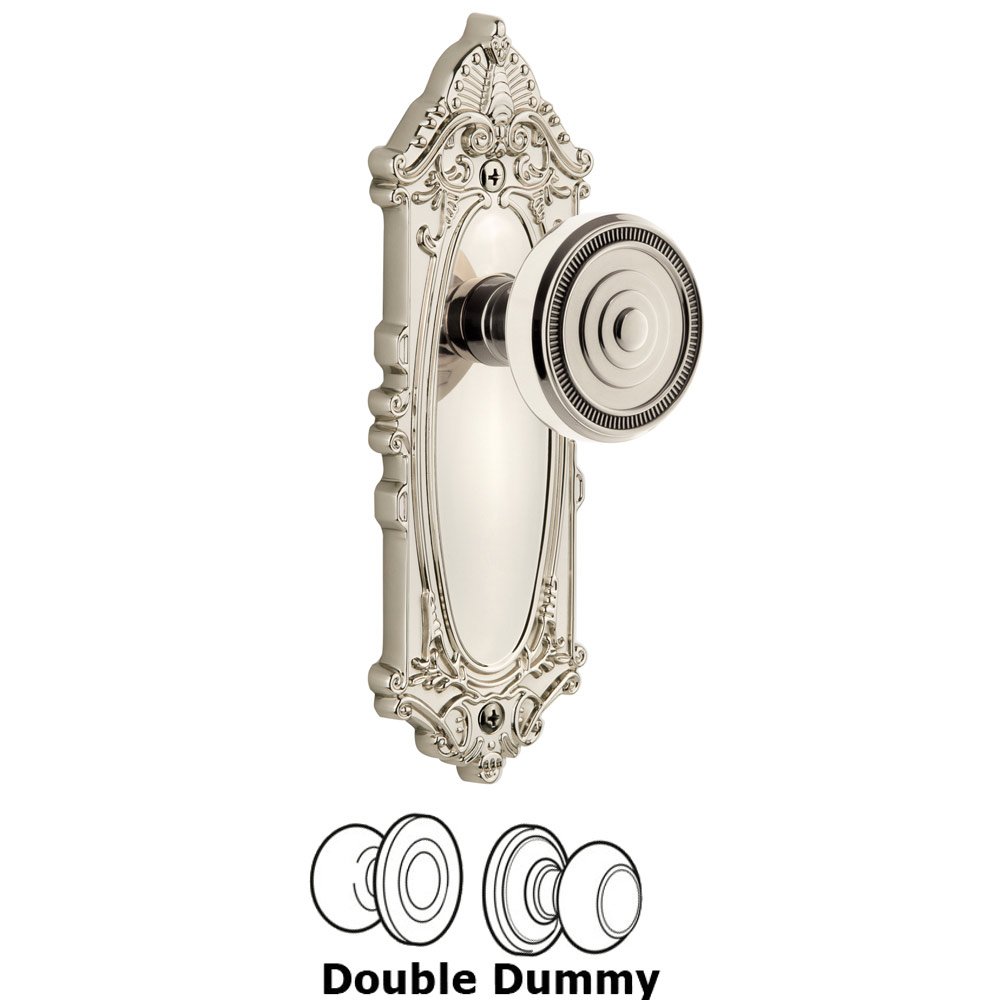 Grandeur Grande Victorian Plate Double Dummy with Soleil Knob in Polished Nickel