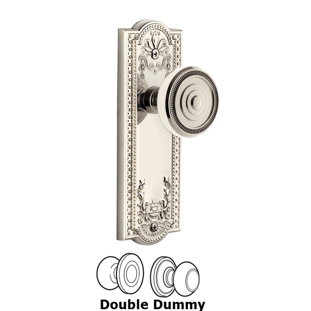 Grandeur Parthenon Plate Double Dummy with Soliel Knob in Polished Nickel