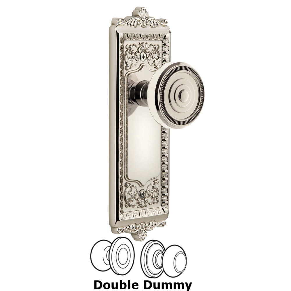 Windsor Plate Double Dummy with Soleil Knob in Polished Nickel