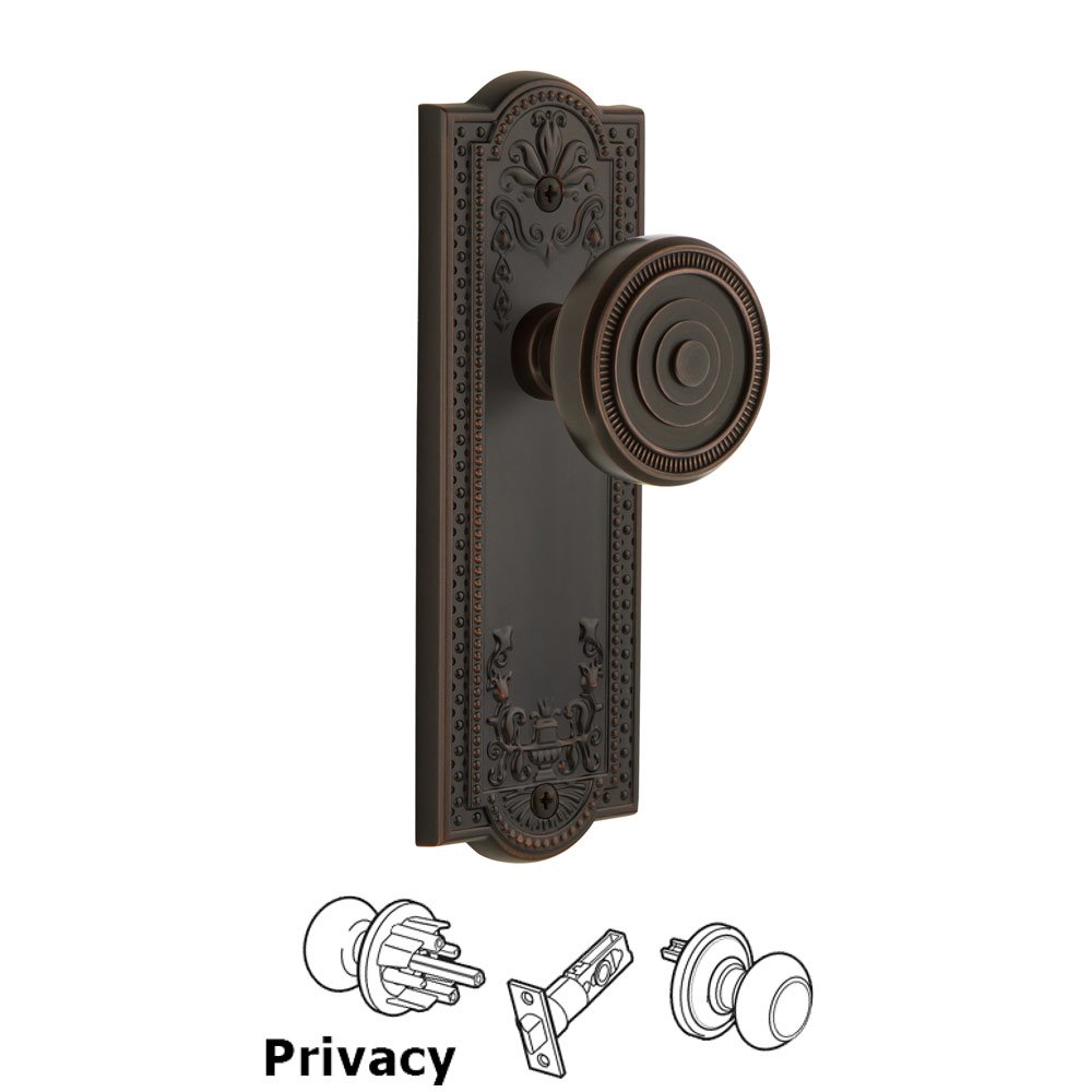 Grandeur Parthenon Plate Privacy with Soliel Knob in Timeless Bronze