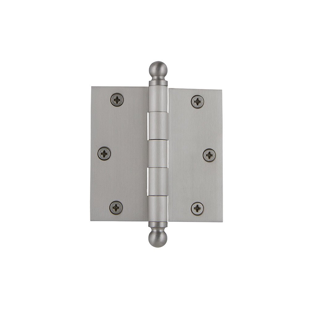 3 1/2" Ball Tip Residential Hinge with Square Corners in Satin Nickel