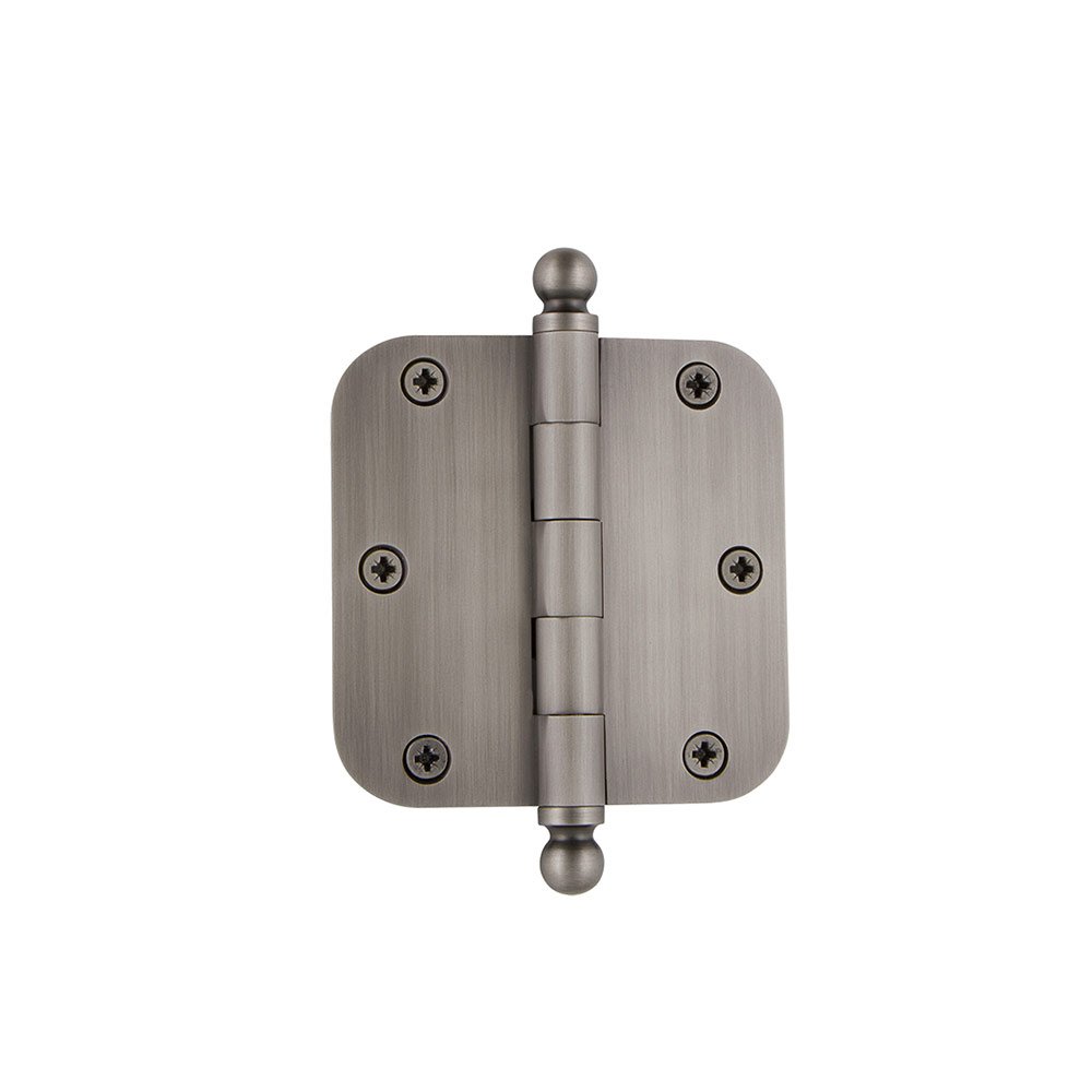 3 1/2" Ball Tip Residential Hinge with 5/8" Radius Corners in Antique Pewter