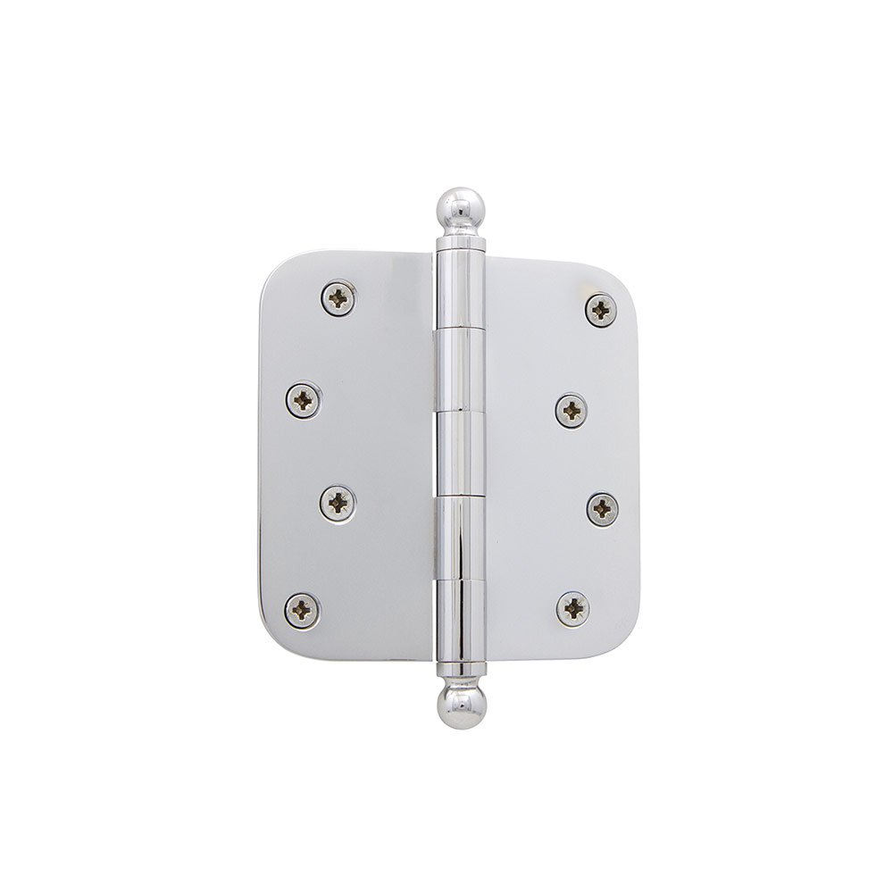 4" Ball Tip Residential Hinge with 5/8" Radius Corners in Bright Chrome